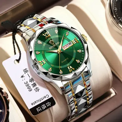 Binbond Day & Date Cutting men's watch Green