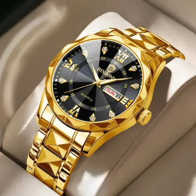 Binbond Day & Date Cutting men's Watch Gulden Black