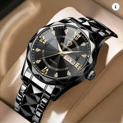 Binbond Day & Date Cutting men's Watch Black