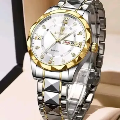 Binbond Day & Date Cutting men's Watch Gulden White